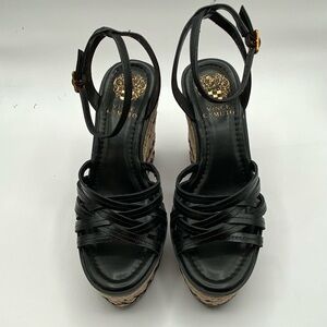 Vince Camuto Women’s Black Parys Flatform Espadrille Wedge Sandal,size 5.5M (36)